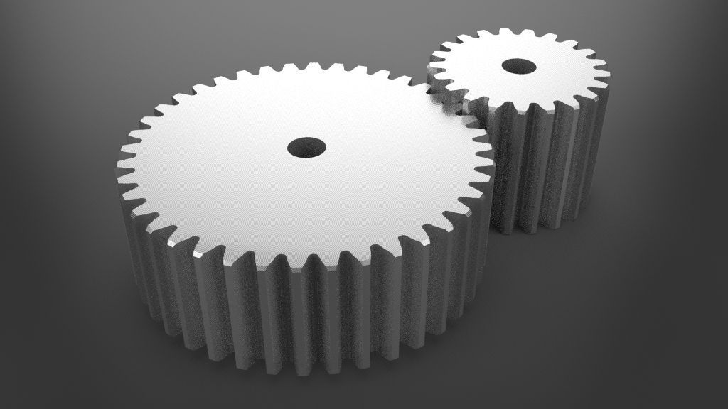 Gears two on computer screen Free 3D model_1