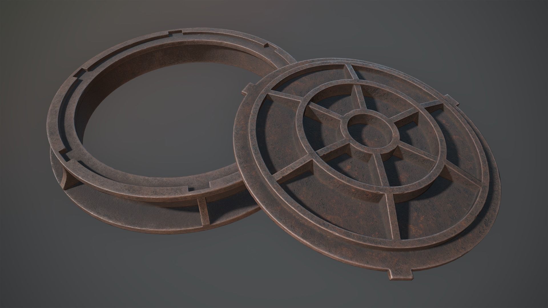 Sewer Hatch v6 Low-poly 3D model_5