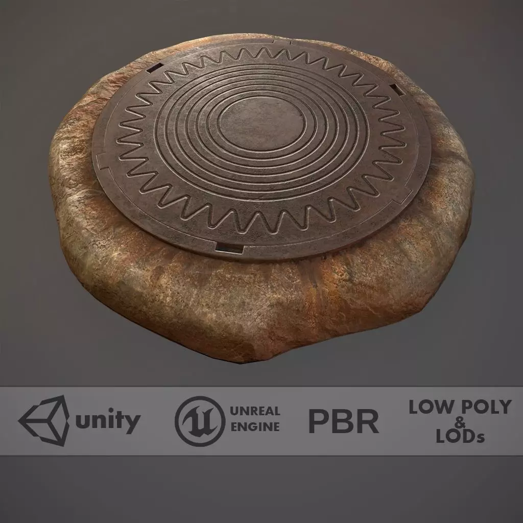 Sewer Hatch v6 Low-poly 3D model_0