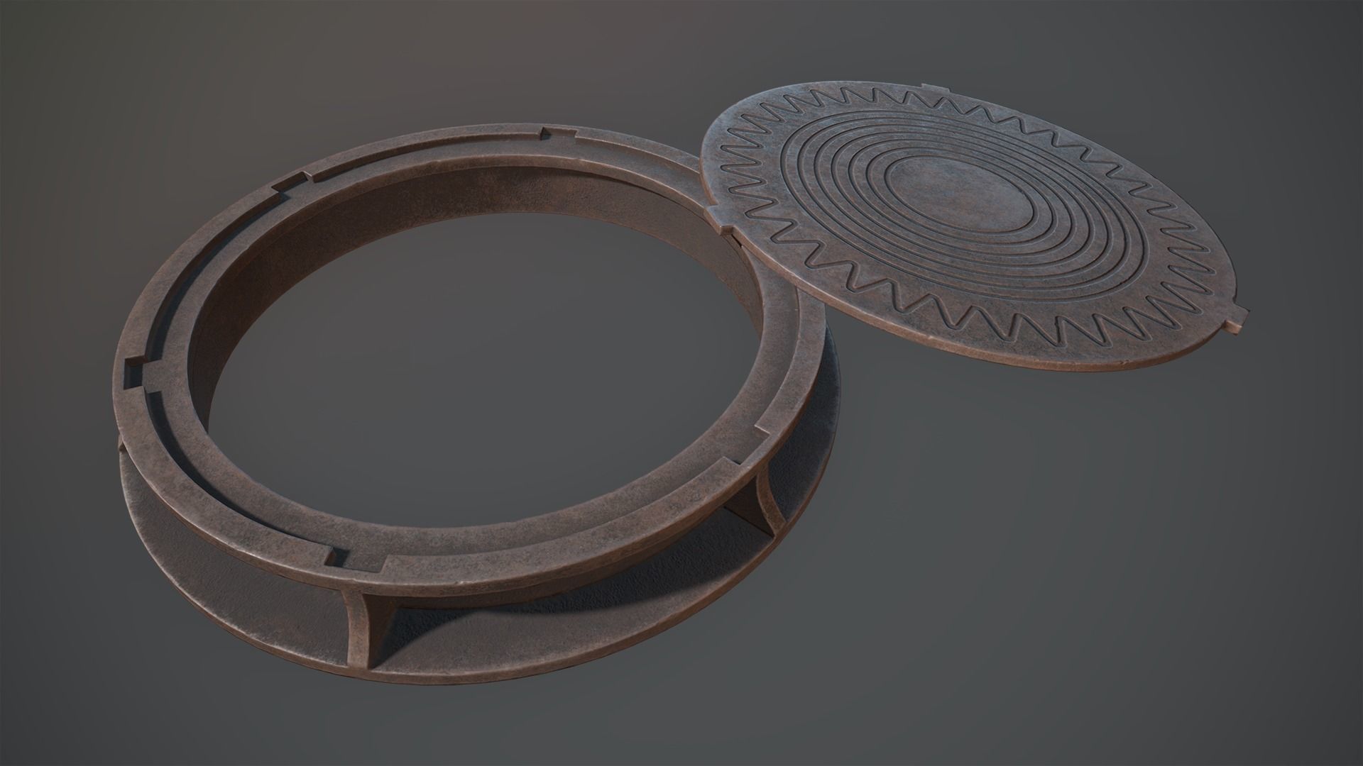 Sewer Hatch v6 Low-poly 3D model_4
