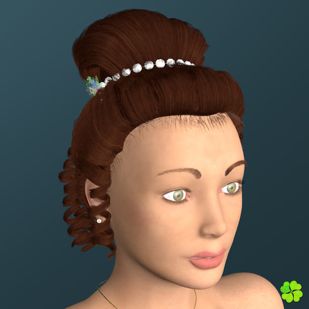 Hair bun top with ringlets low poly Low-poly 3D model_13