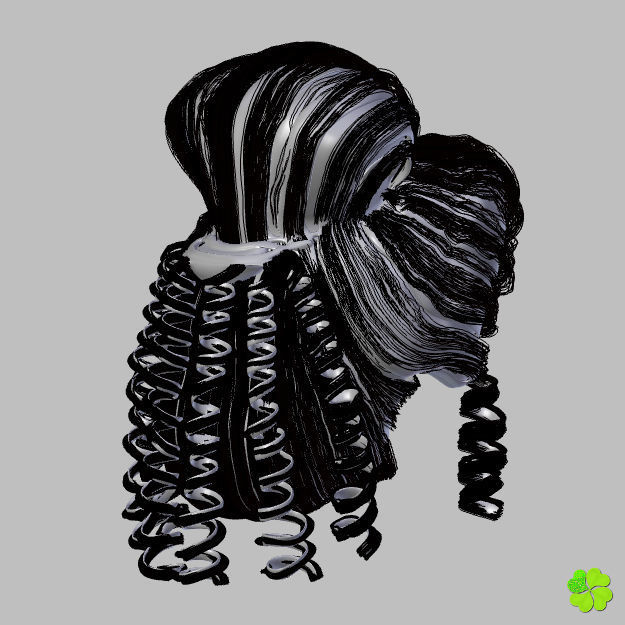 Hair bun top with ringlets low poly Low-poly 3D model_60