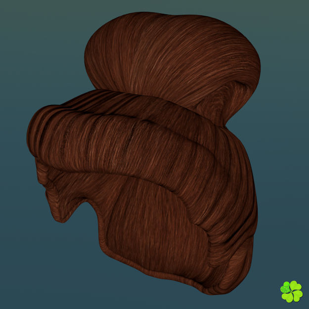 Hair bun top with ringlets low poly Low-poly 3D model_24