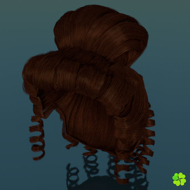 Hair bun top with ringlets low poly Low-poly 3D model_29