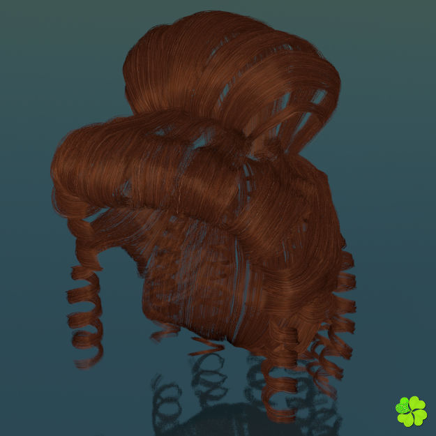 Hair bun top with ringlets low poly Low-poly 3D model_28