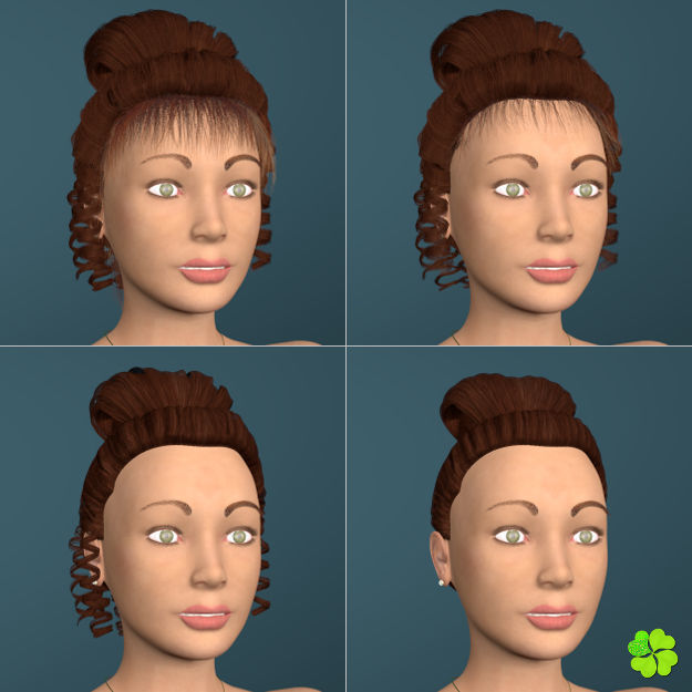 Hair bun top with ringlets low poly Low-poly 3D model_5