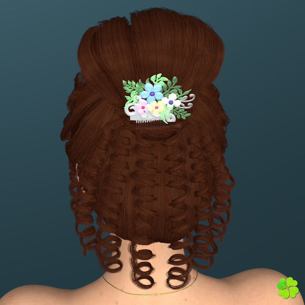 Hair bun top with ringlets low poly Low-poly 3D model_16