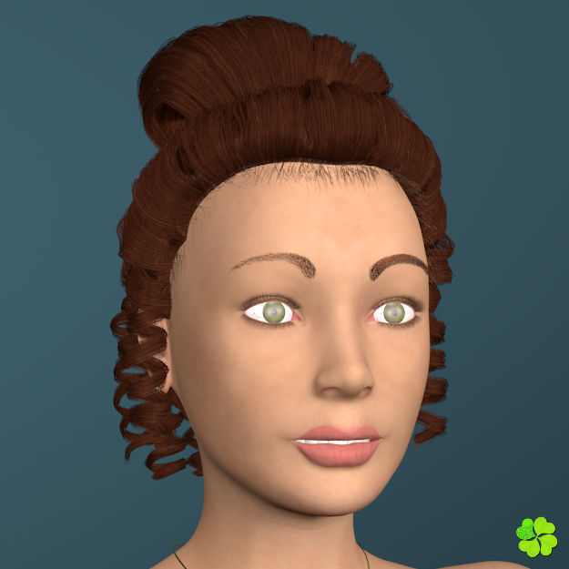 Hair bun top with ringlets low poly Low-poly 3D model_3