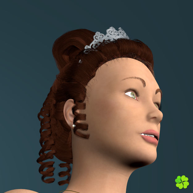 Hair bun top with ringlets low poly Low-poly 3D model_20