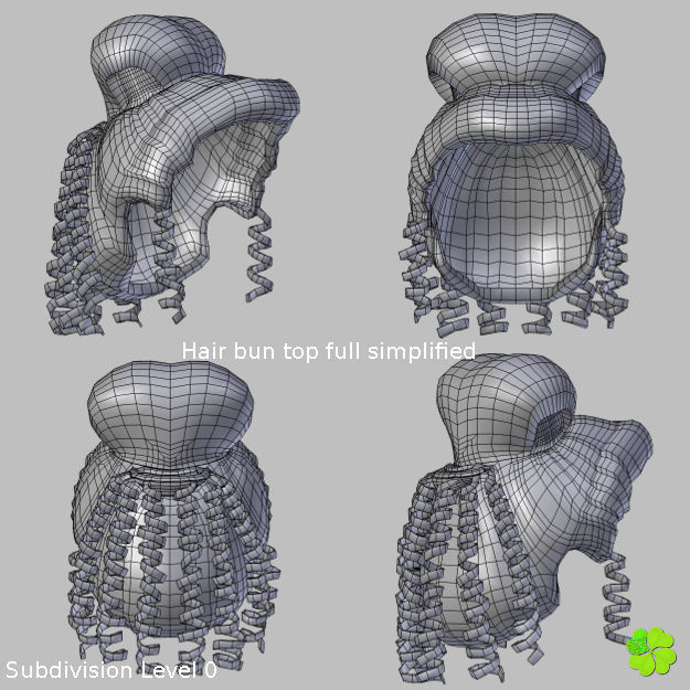 Hair bun top with ringlets low poly Low-poly 3D model_47