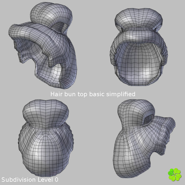 Hair bun top with ringlets low poly Low-poly 3D model_35
