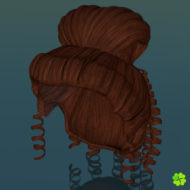 Hair bun top with ringlets low poly Low-poly 3D model_26