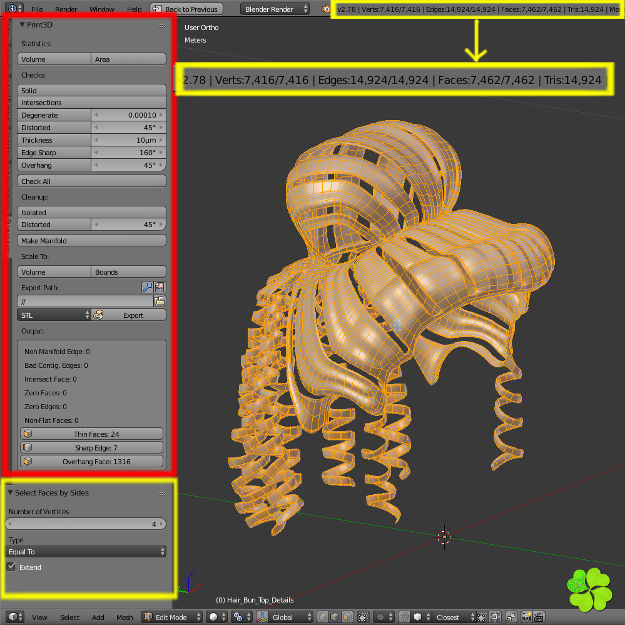 Hair bun top with ringlets low poly Low-poly 3D model_52