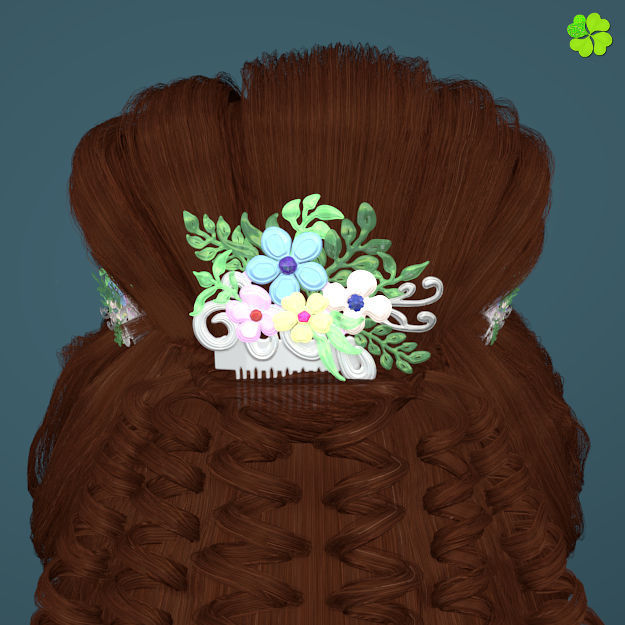 Hair bun top with ringlets low poly Low-poly 3D model_4
