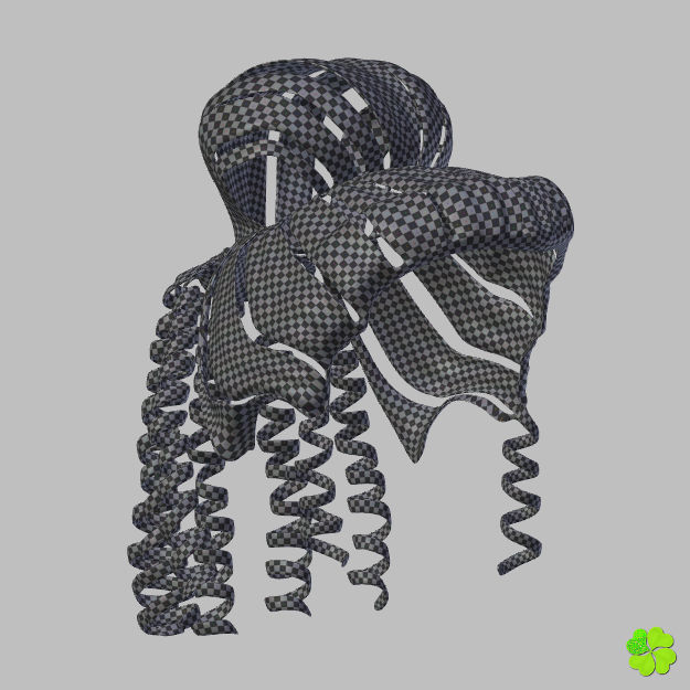 Hair bun top with ringlets low poly Low-poly 3D model_63