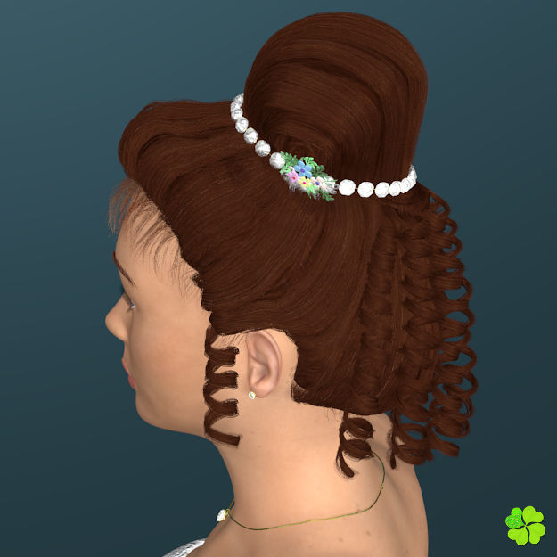 Hair bun top with ringlets low poly Low-poly 3D model_18