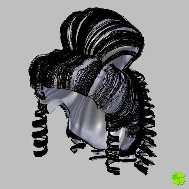 Hair bun top with ringlets low poly Low-poly 3D model_59