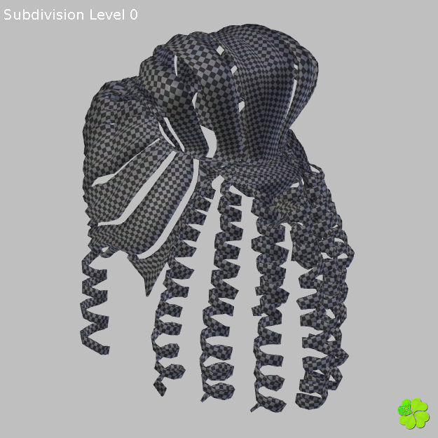 Hair bun top with ringlets low poly Low-poly 3D model_66