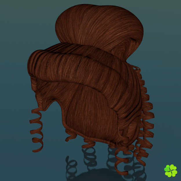 Hair bun top with ringlets low poly Low-poly 3D model_27