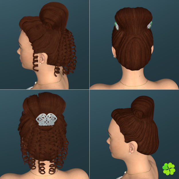 Hair bun top with ringlets low poly Low-poly 3D model_15