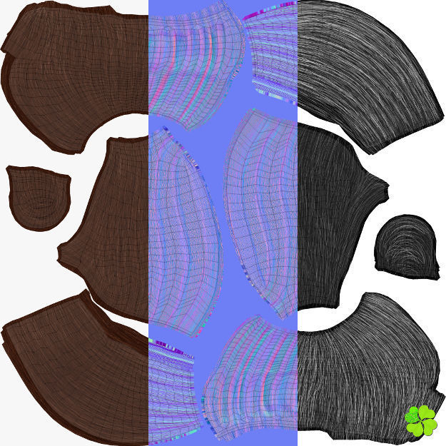 Hair bun top with ringlets low poly Low-poly 3D model_71