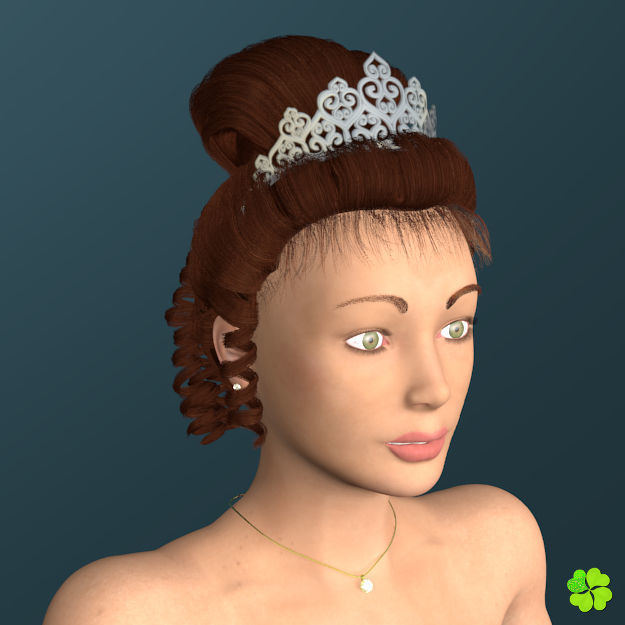 Hair bun top with ringlets low poly Low-poly 3D model_14