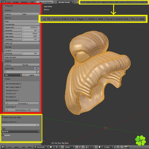 Hair bun top with ringlets low poly Low-poly 3D model_51