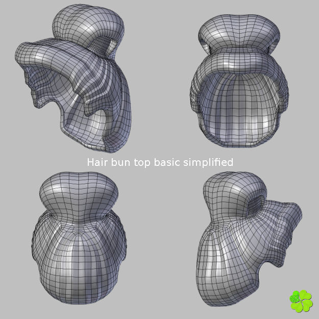Hair bun top with ringlets low poly Low-poly 3D model_34