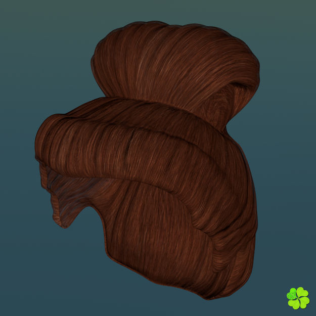 Hair bun top with ringlets low poly Low-poly 3D model_23