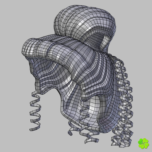 Hair bun top with ringlets low poly Low-poly 3D model_44