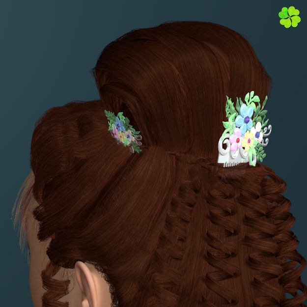 Hair bun top with ringlets low poly Low-poly 3D model_8