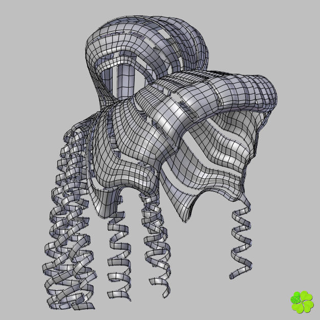 Hair bun top with ringlets low poly Low-poly 3D model_40