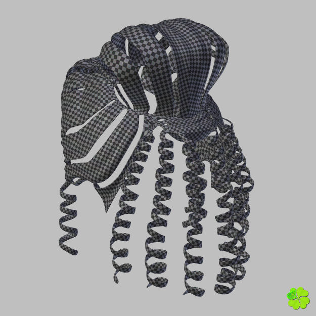 Hair bun top with ringlets low poly Low-poly 3D model_65