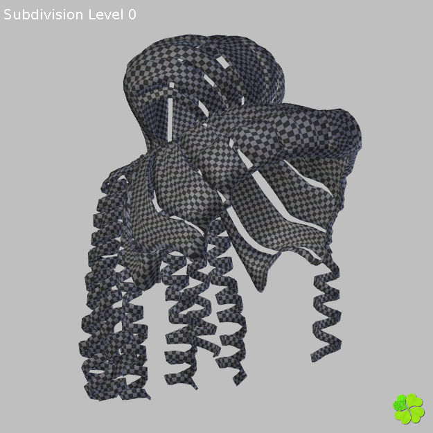 Hair bun top with ringlets low poly Low-poly 3D model_64