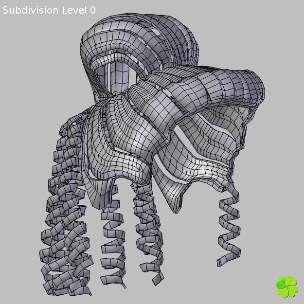 Hair bun top with ringlets low poly Low-poly 3D model_41