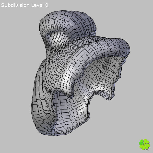 Hair bun top with ringlets low poly Low-poly 3D model_33