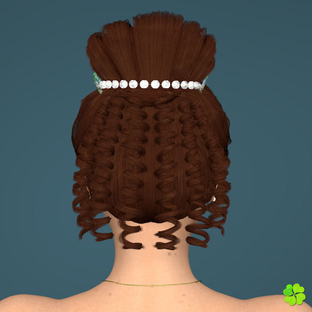 Hair bun top with ringlets low poly Low-poly 3D model_7