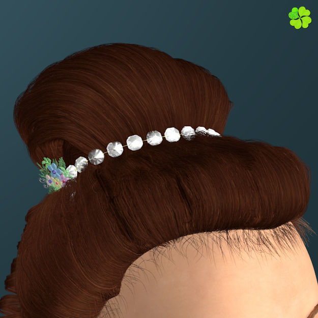 Hair bun top with ringlets low poly Low-poly 3D model_2