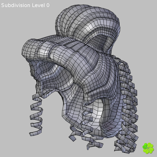 Hair bun top with ringlets low poly Low-poly 3D model_45