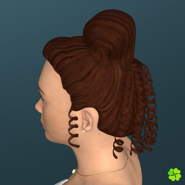 Hair bun top with ringlets low poly Low-poly 3D model_17