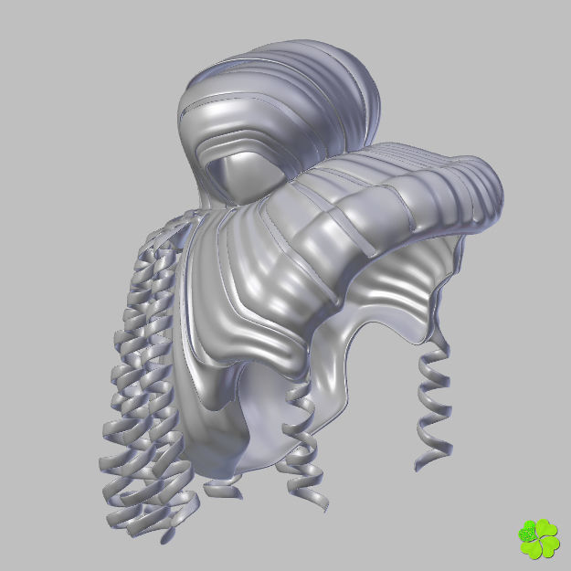 Hair bun top with ringlets low poly Low-poly 3D model_55