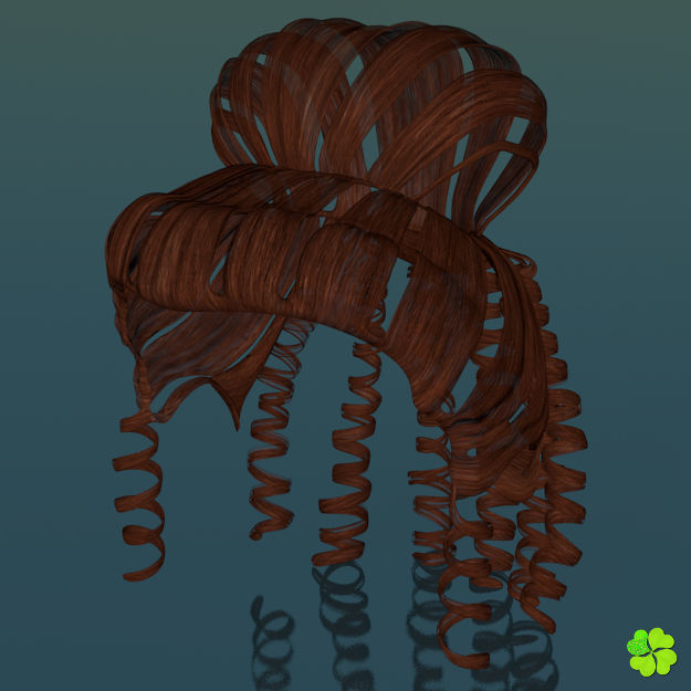 Hair bun top with ringlets low poly Low-poly 3D model_25