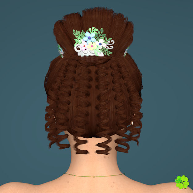 Hair bun top with ringlets low poly Low-poly 3D model_1