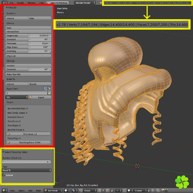 Hair bun top with ringlets low poly Low-poly 3D model_53