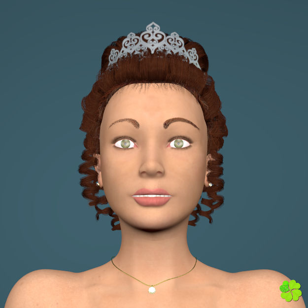 Hair bun top with ringlets low poly Low-poly 3D model_6