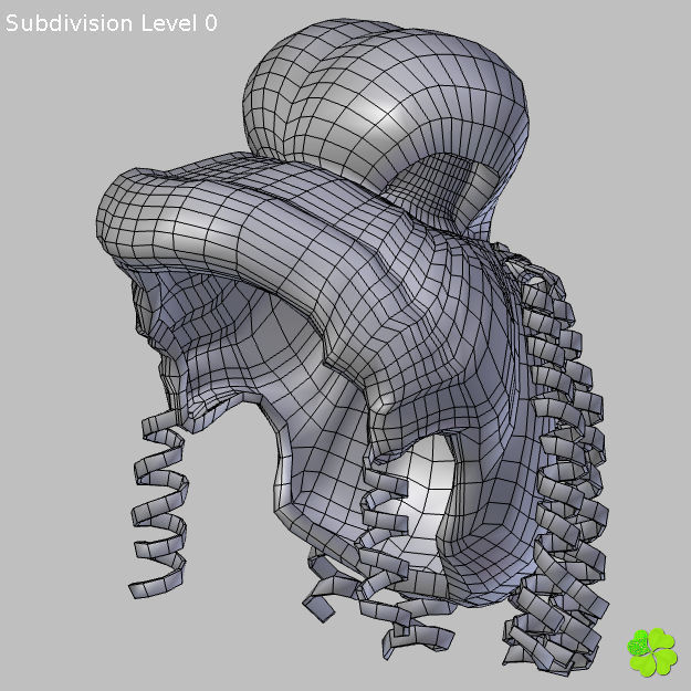 Hair bun top with ringlets low poly Low-poly 3D model_49