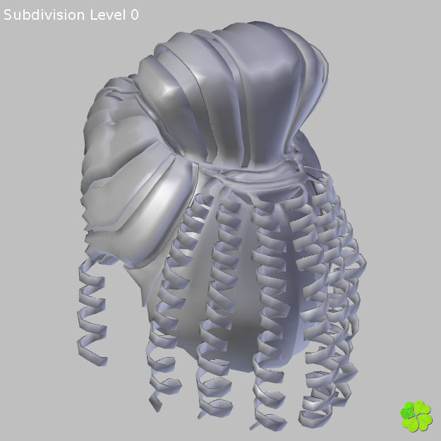 Hair bun top with ringlets low poly Low-poly 3D model_58