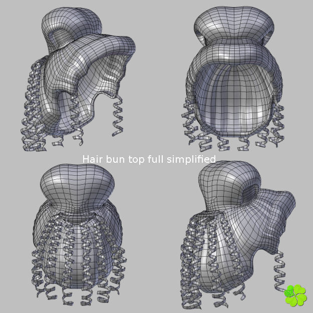 Hair bun top with ringlets low poly Low-poly 3D model_46