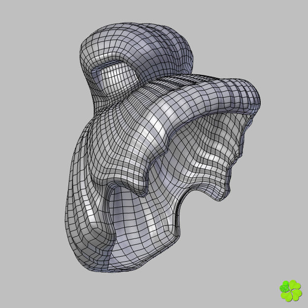 Hair bun top with ringlets low poly Low-poly 3D model_32