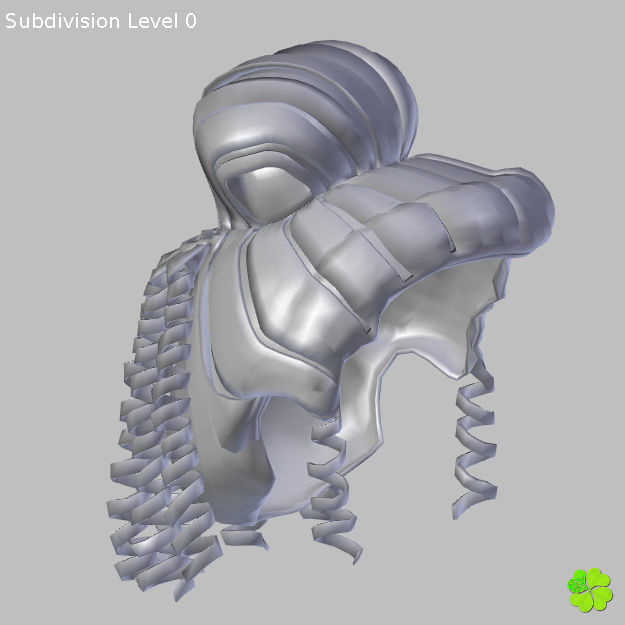 Hair bun top with ringlets low poly Low-poly 3D model_56